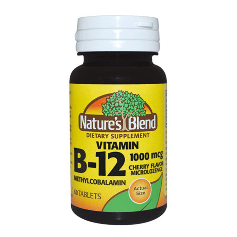 Natures Blend Vitamin B 12 Methylcobalamin, 1000Mcg Cherry Flavor Microlozenge, 60 Ea